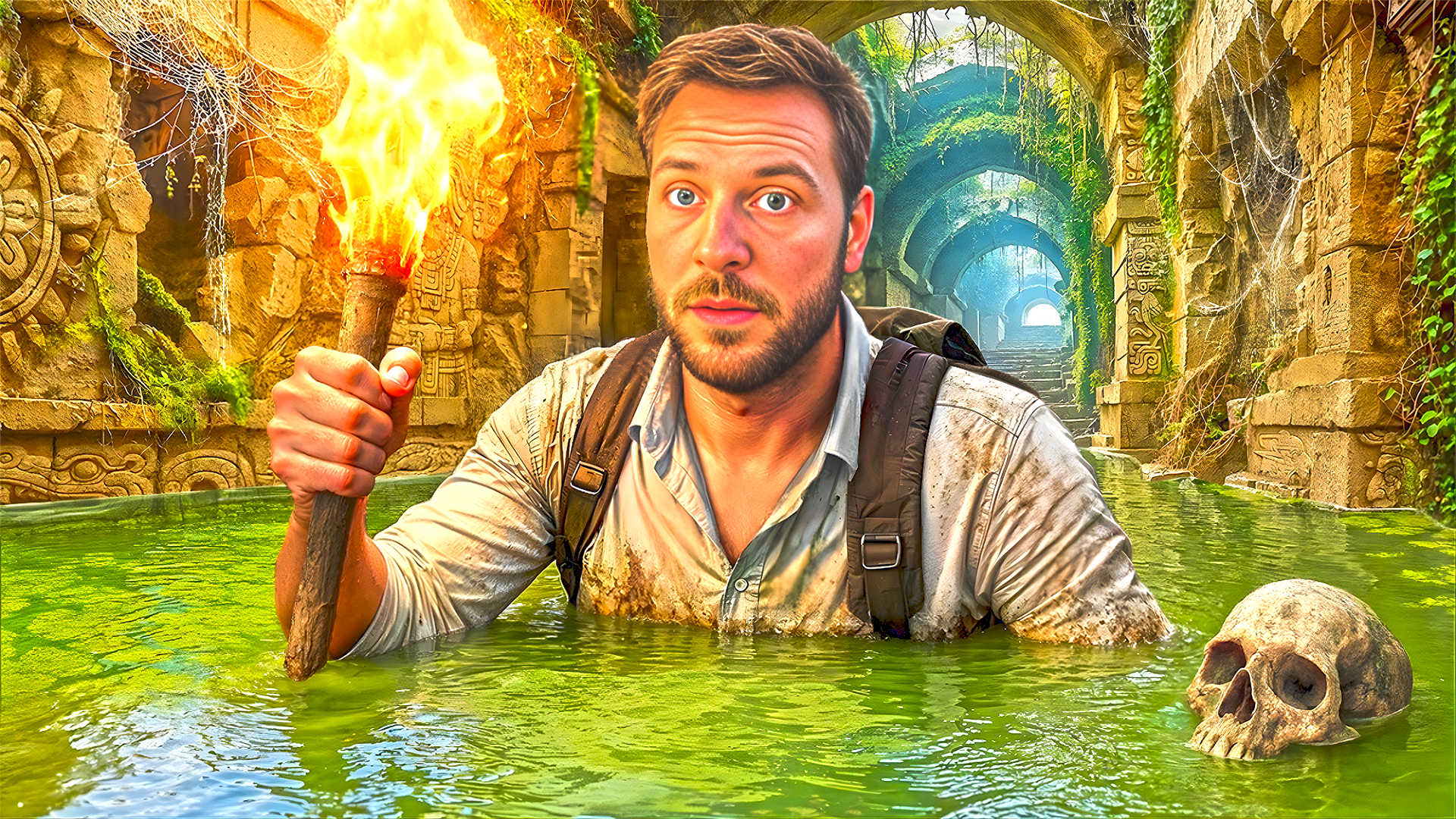 beast style man in water